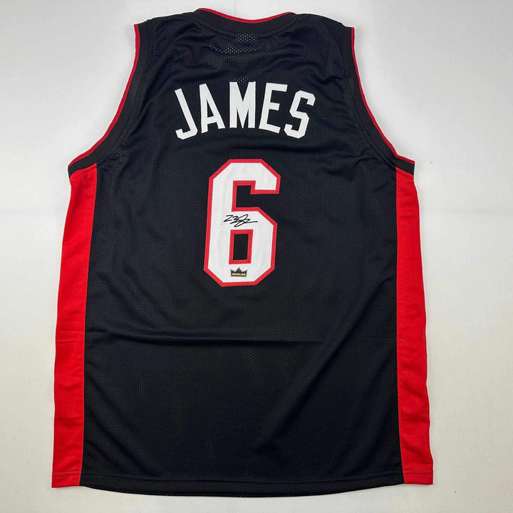 Facsimile Autographed LeBron James Miami Black Reprint Laser Auto Jersey Mens XL