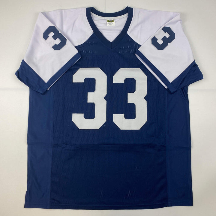 Autographed/Signed Tony Dorsett Dallas Thanksgiving Day Football Jersey JSA COA
