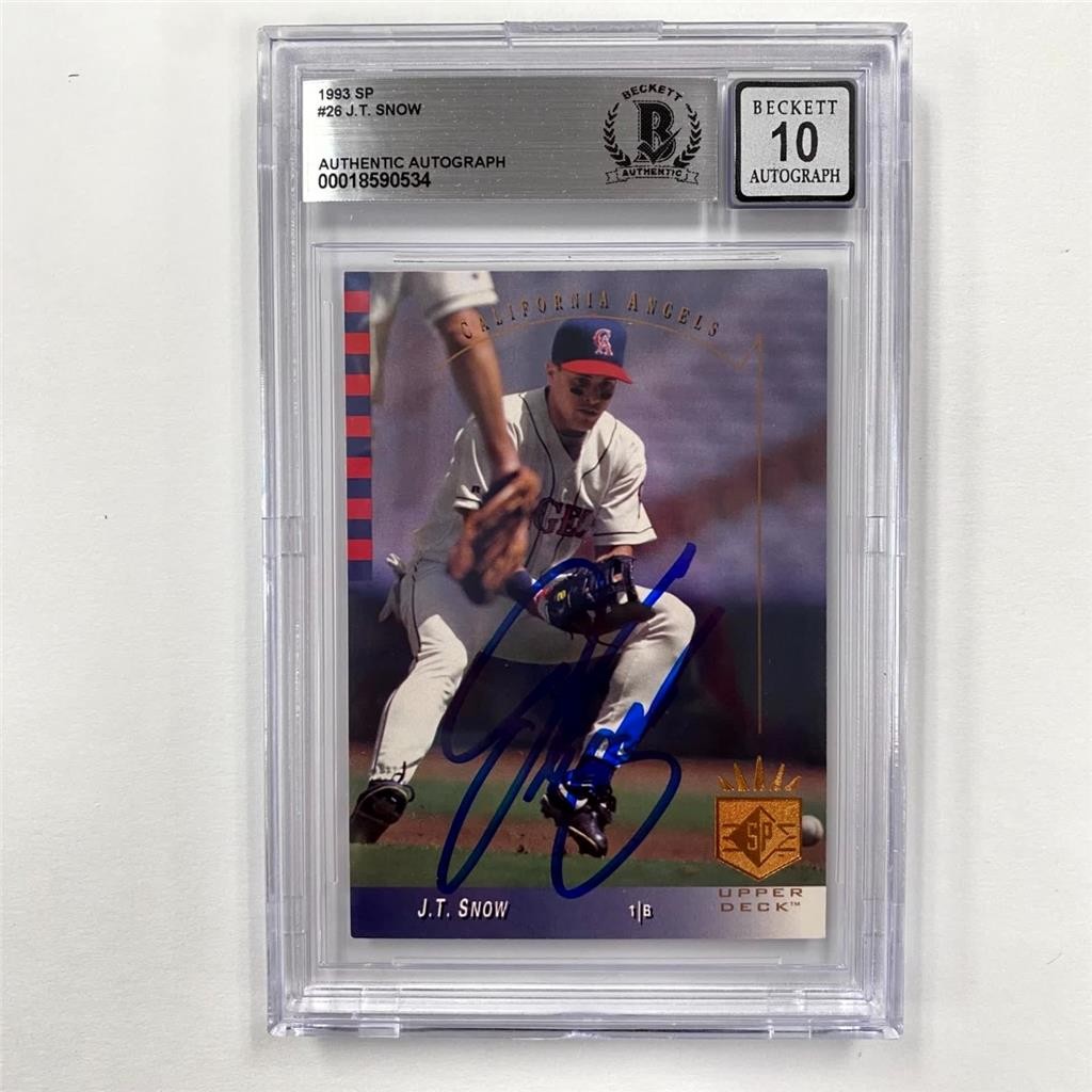 J.T. Snow signed 1993 Upper Deck SP 26 rookie card rc Angels Beckett BAS 10 Auto