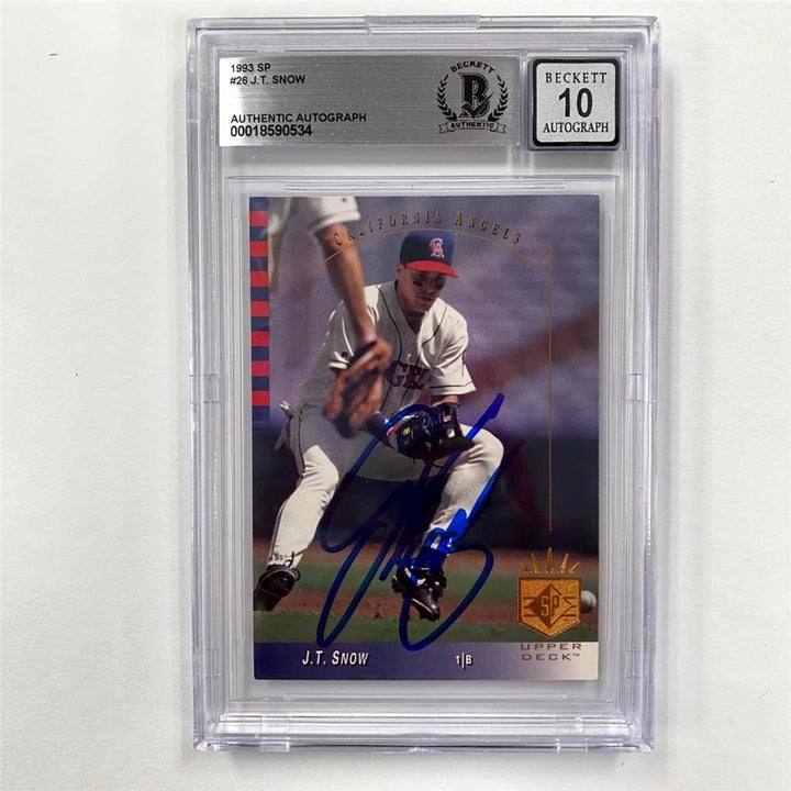 J.T. Snow signed 1993 Upper Deck SP 26 rookie card rc Angels Beckett BAS 10 Auto