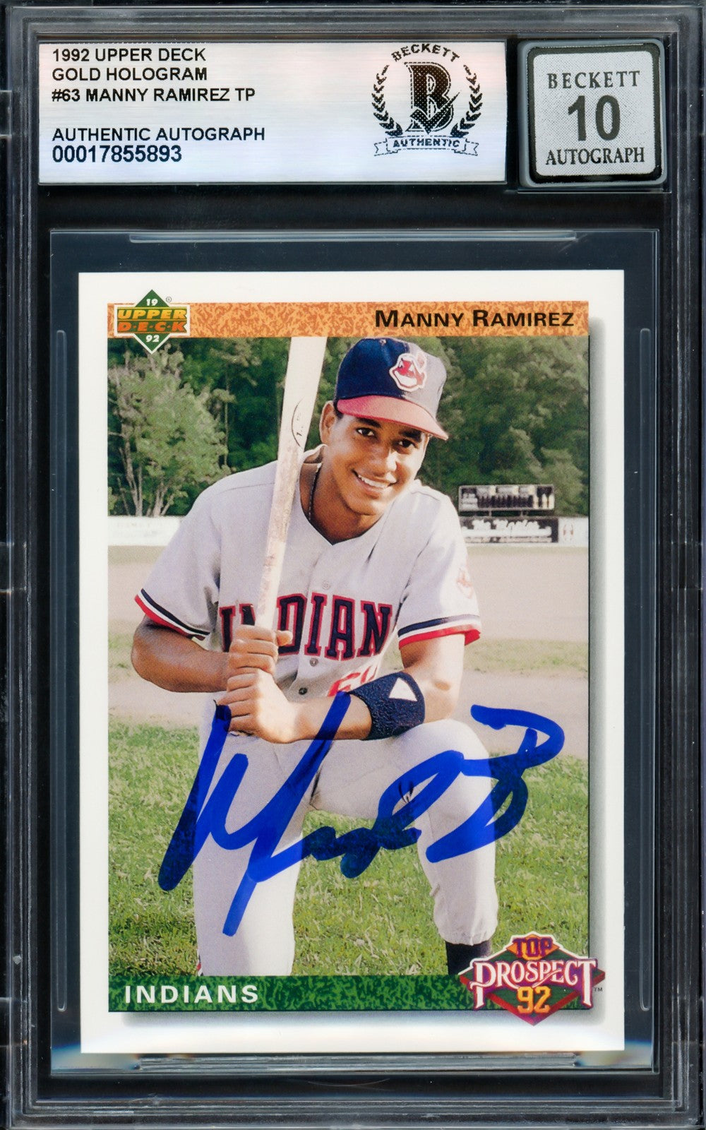 Manny Ramirez Signed 1992 Upper Deck RC 63 Cleveland Indians Auto GM 10 Beckett