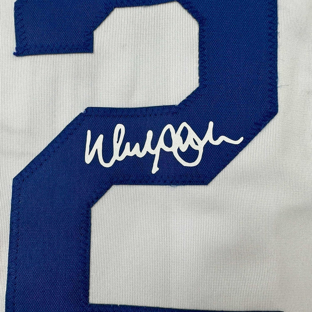 Framed Facsimile Autographed Walker Buehler 33x42 LA White Reprint Laser Jersey
