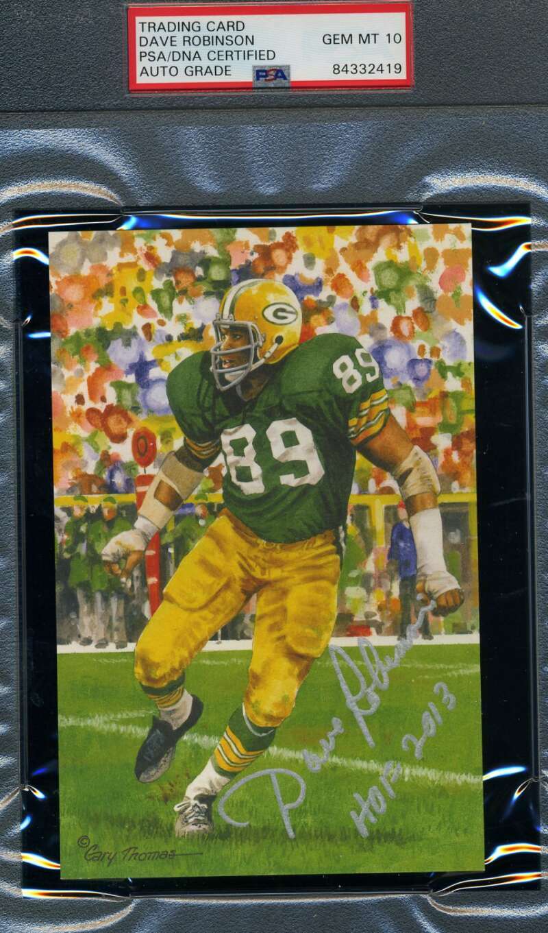 Dave Robinson Gem Mint 10 HOF 2013 PSA DNA Signed Goal Line Art Card