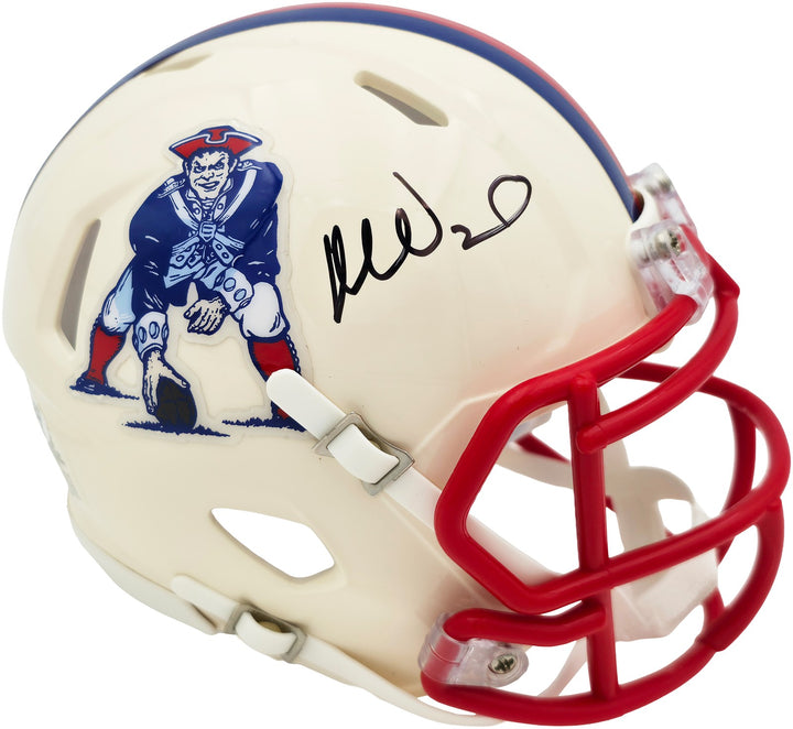 Mike Vrabel Signed Patriots Cream Retro Speed Mini Helmet JSA Witness