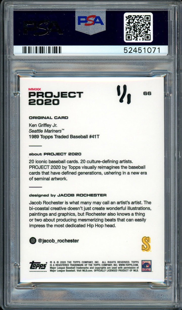 Ken Griffey Jr. Auto Topps Project 2020 Jacob Rochester Card 66 24 #1/1 PSA/DNA