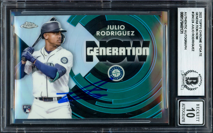 Julio Rodriguez Auto 2022 Topps Chrome Generation Now RC GNC-24 Sig 10 Beckett
