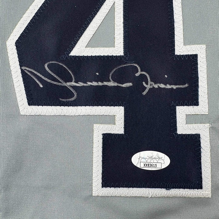 Framed Signed Mariano Rivera 35x39 New York Grey Jersey JSA COA/LOA