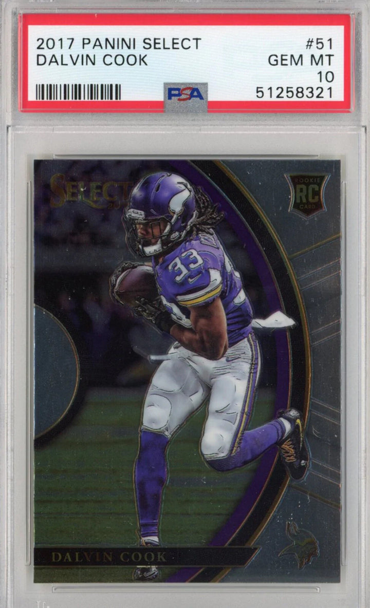 Graded 2017 Panini Select Dalvin Cook #51 Rookie RC Football Card PSA 10 Mint