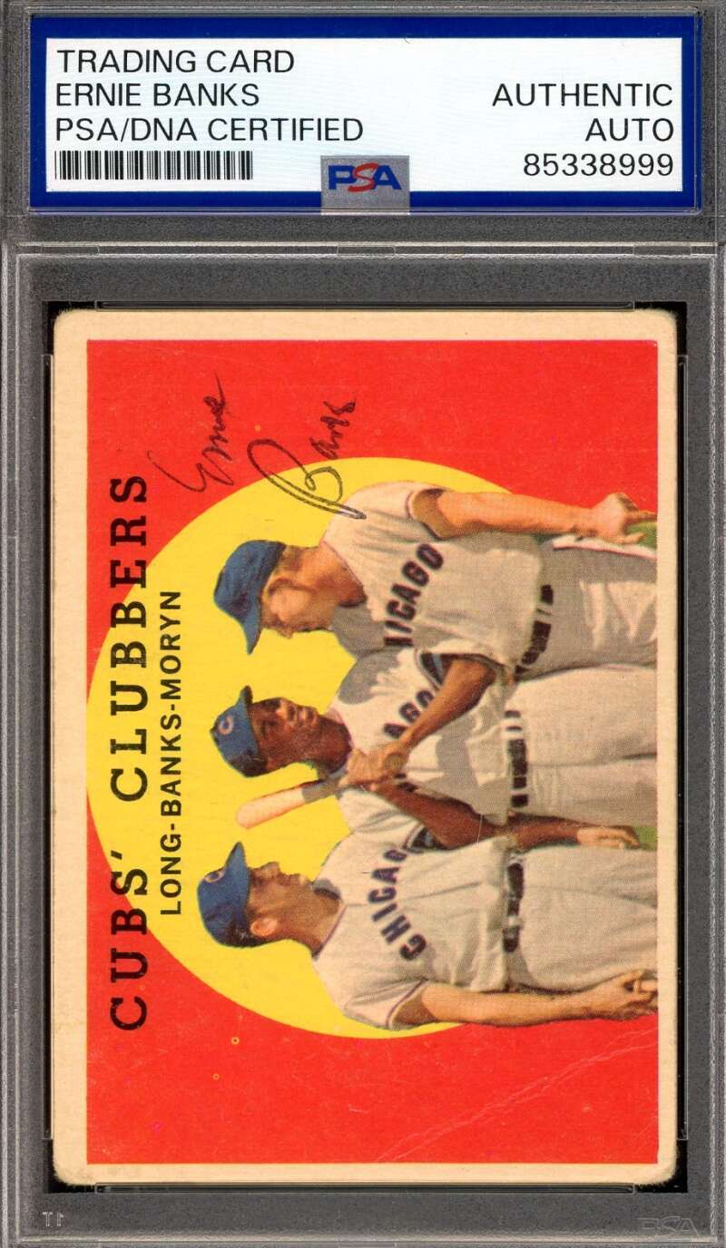 Ernie Banks PSA DNA Vintage Signed 1959 Topps Cubs Clubbers Autograph