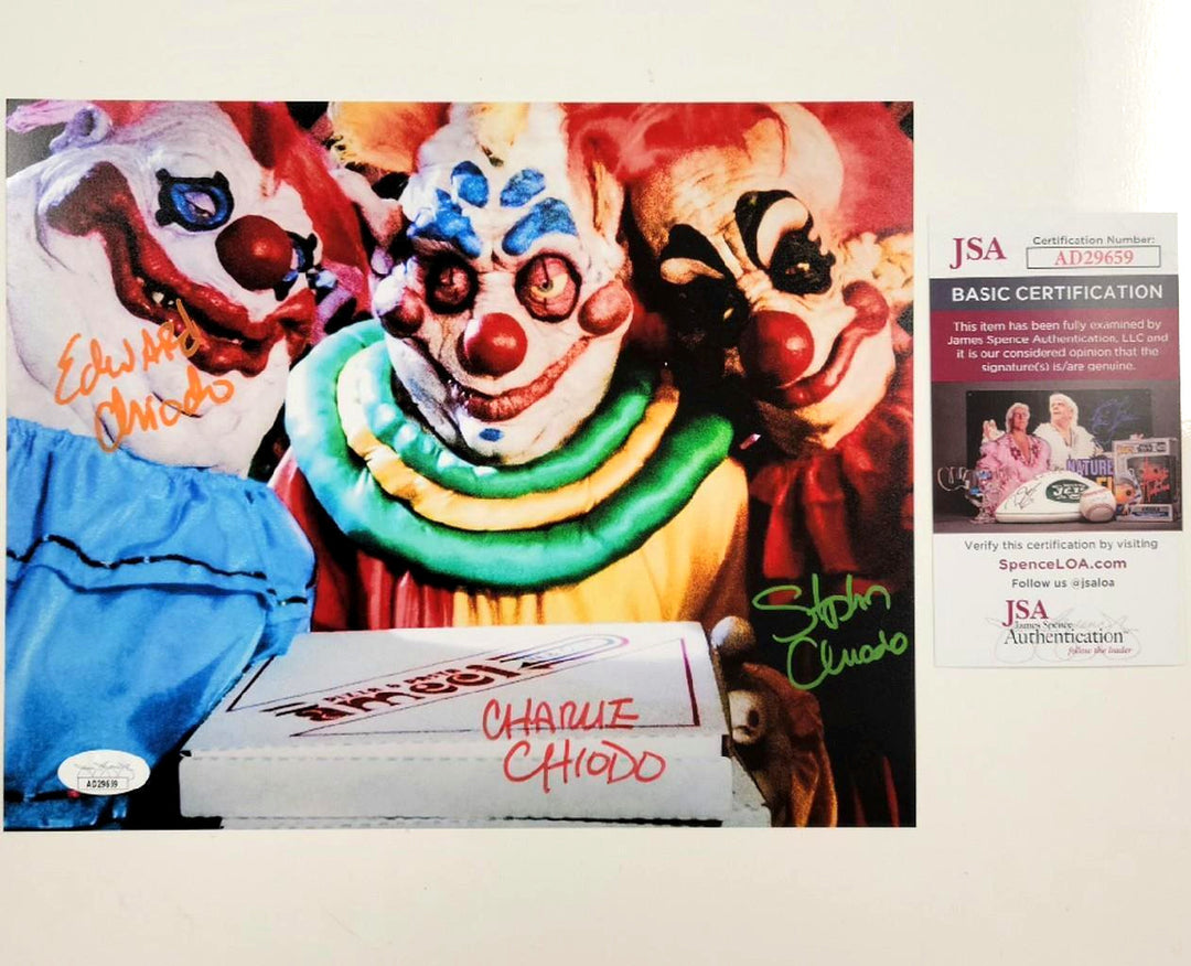 Chiodo Brothers signed Killer Klowns From Outer Space 8x10 photo #2 ~ JSA COA