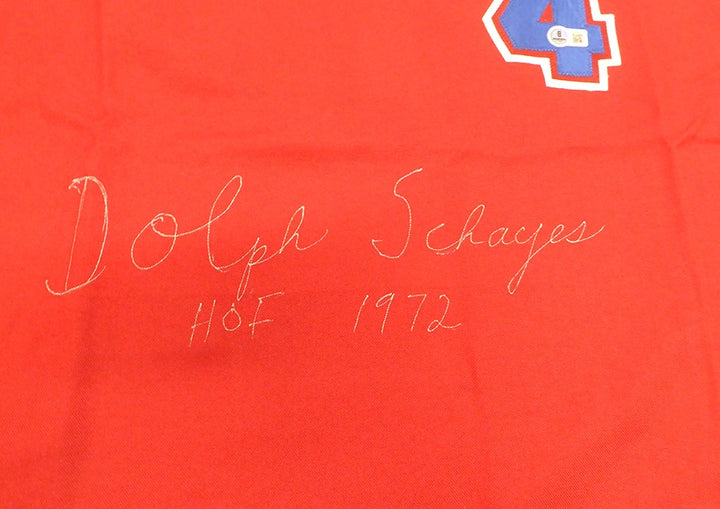Syracuse Nationals Dolph Schayes Signed Red Jersey "HOF 1972" Beckett #BS30063