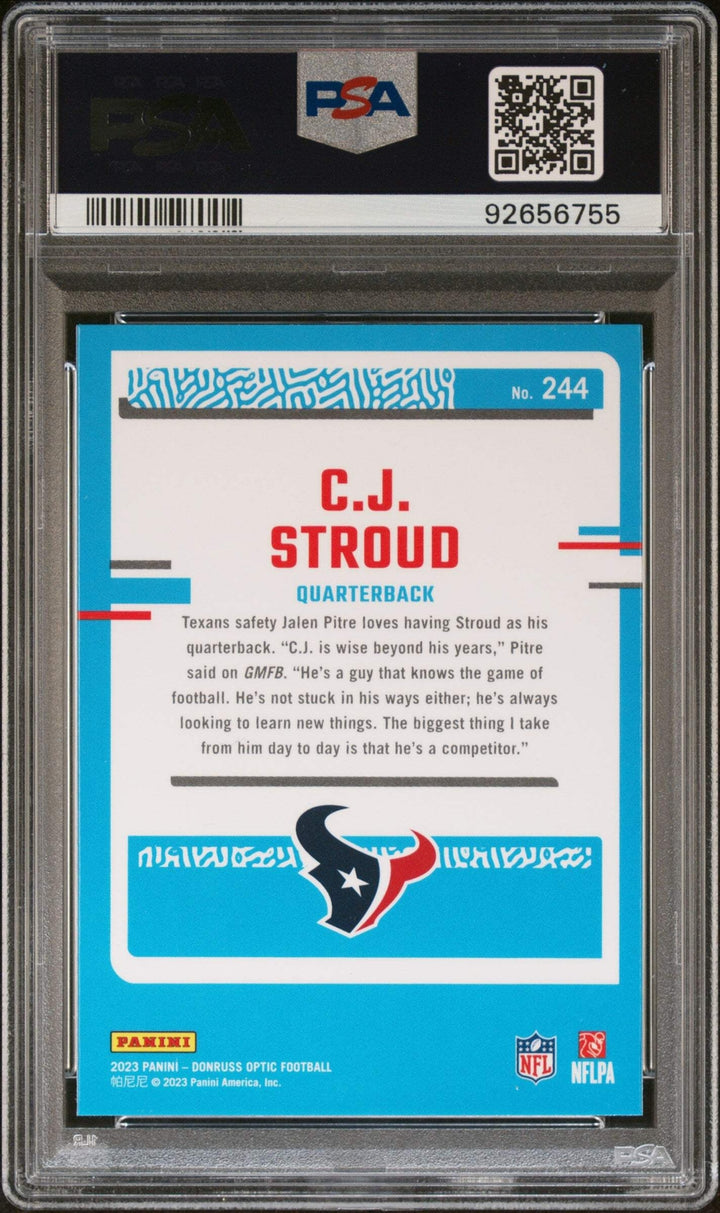 Graded 2023 Panini Donruss Optic CJ Stroud #244 Rookie Football Card PSA 10 Gem