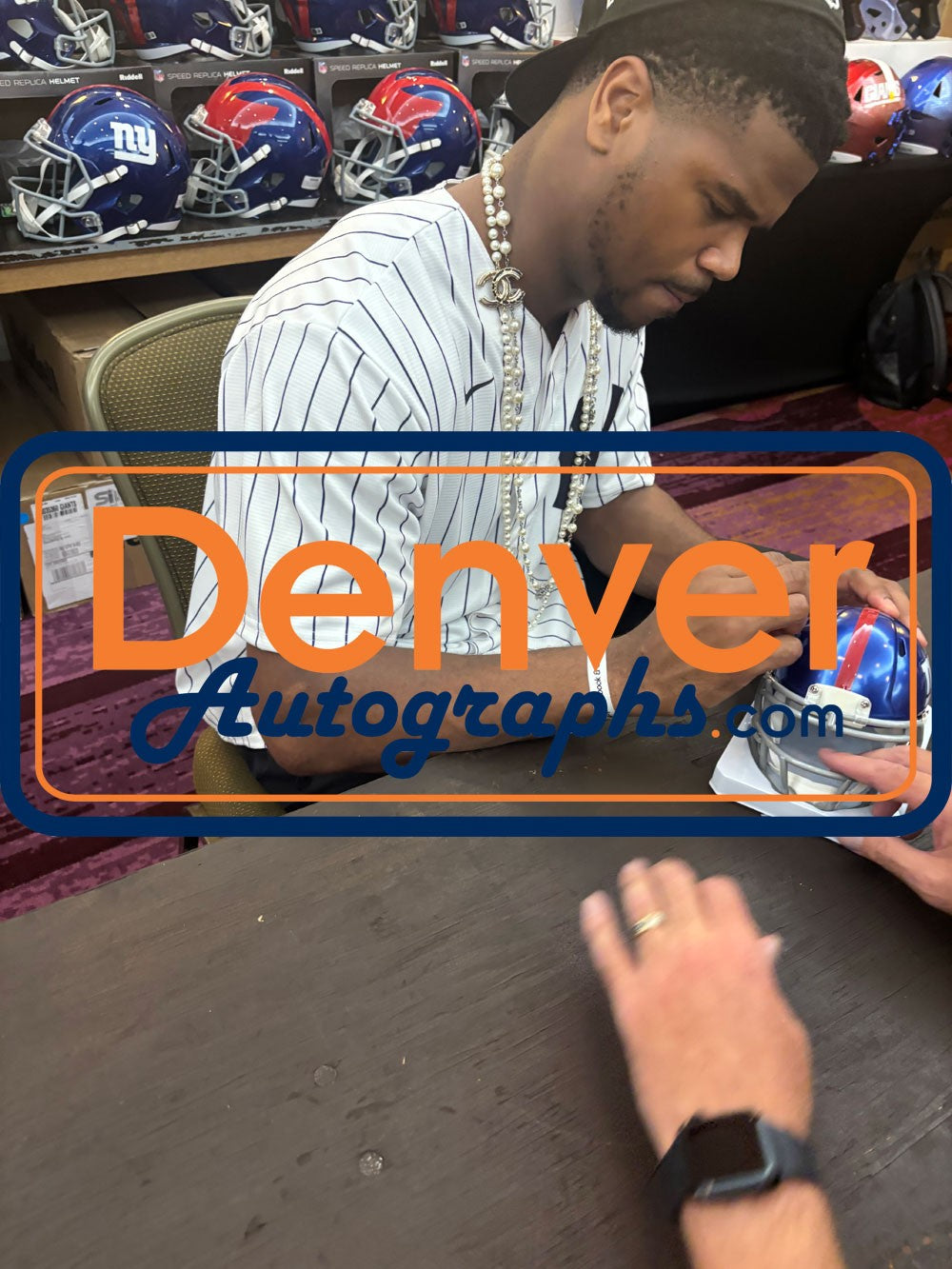 Abdul Carter Autographed/Signed New York Giants Mini Helmet Beckett 51260