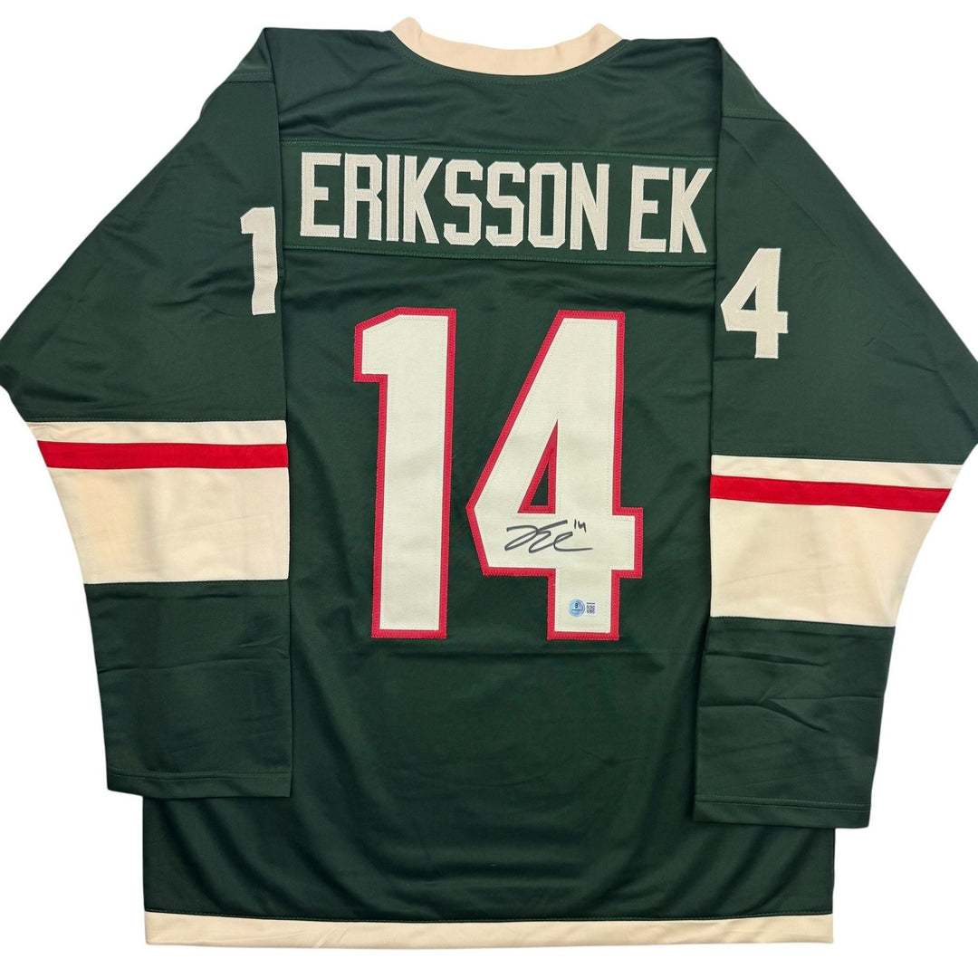 Autographed/Signed Joel Eriksson Ek Minnesota Green Hockey Jersey Beckett COA