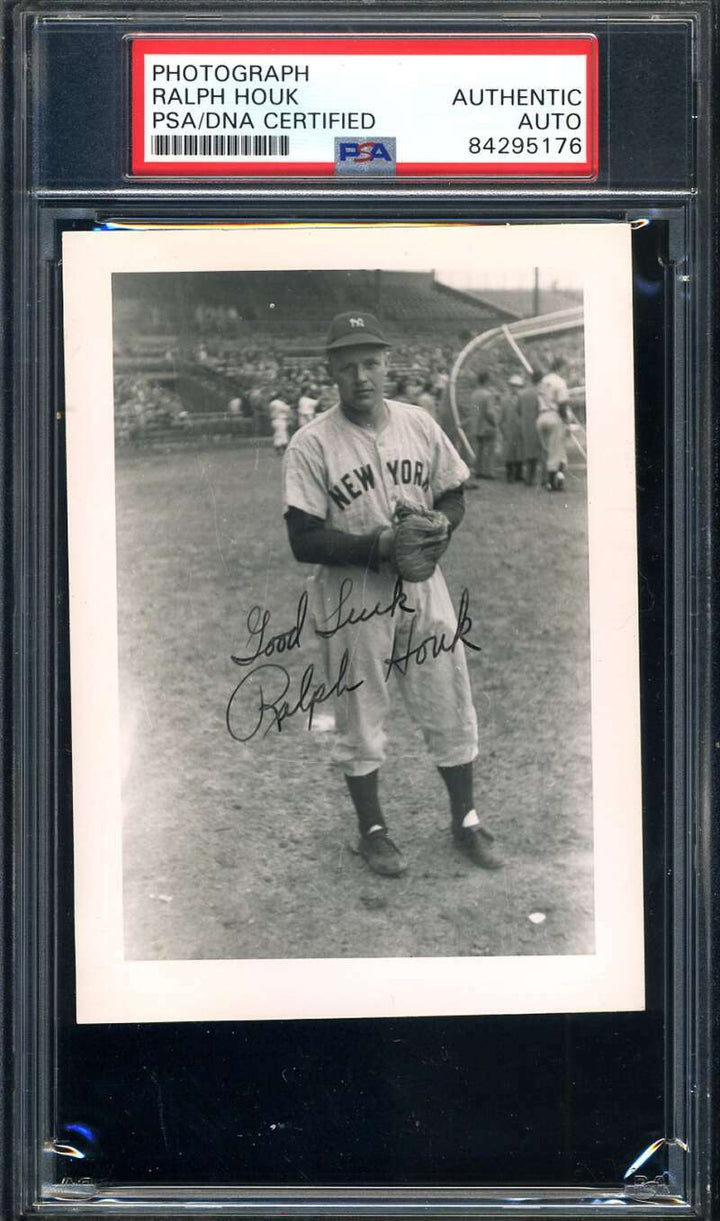 Ralph Houk PSA DNA Coa Hand Signed 1950`s Original Photo Yankees Autograph