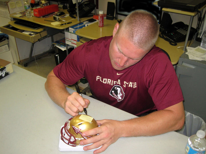 Nick O'Leary Go Noles Autographed Florida State Seminoles Mini Helmet (JSA)