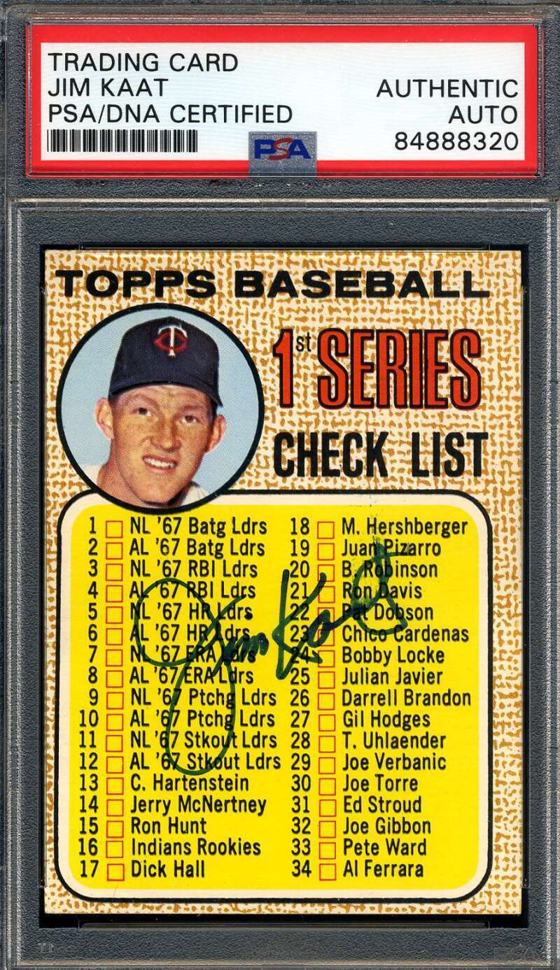 Jim Kaat PSA DNA Signed 1968 Topps Checklist Autograph