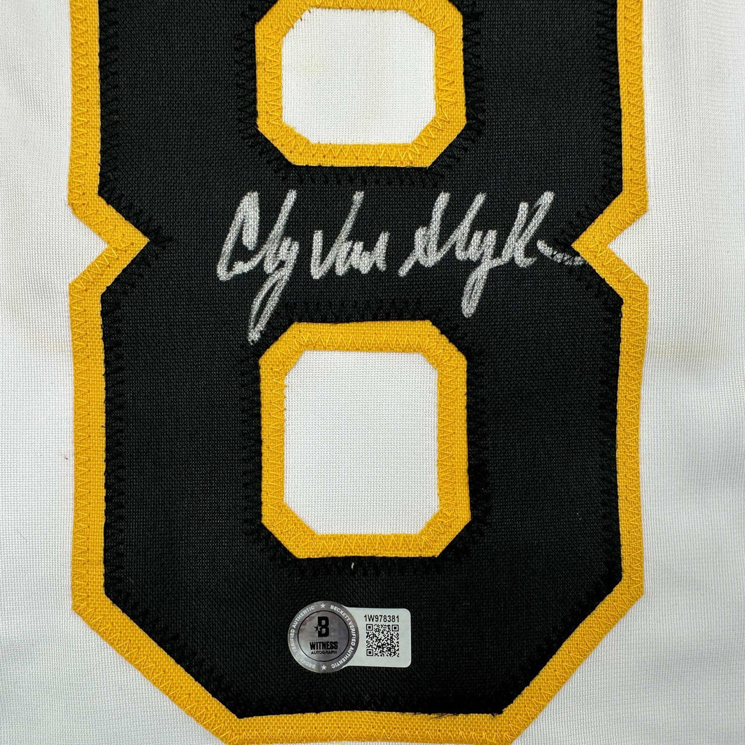 Autographed/Signed Andy Van Slyke Pittsburgh White Jersey Beckett BAS COA
