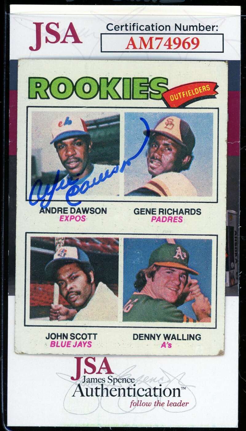 Andre Dawson JSA Coa Signed 1977 Topps Rookie Outfielders Autograph