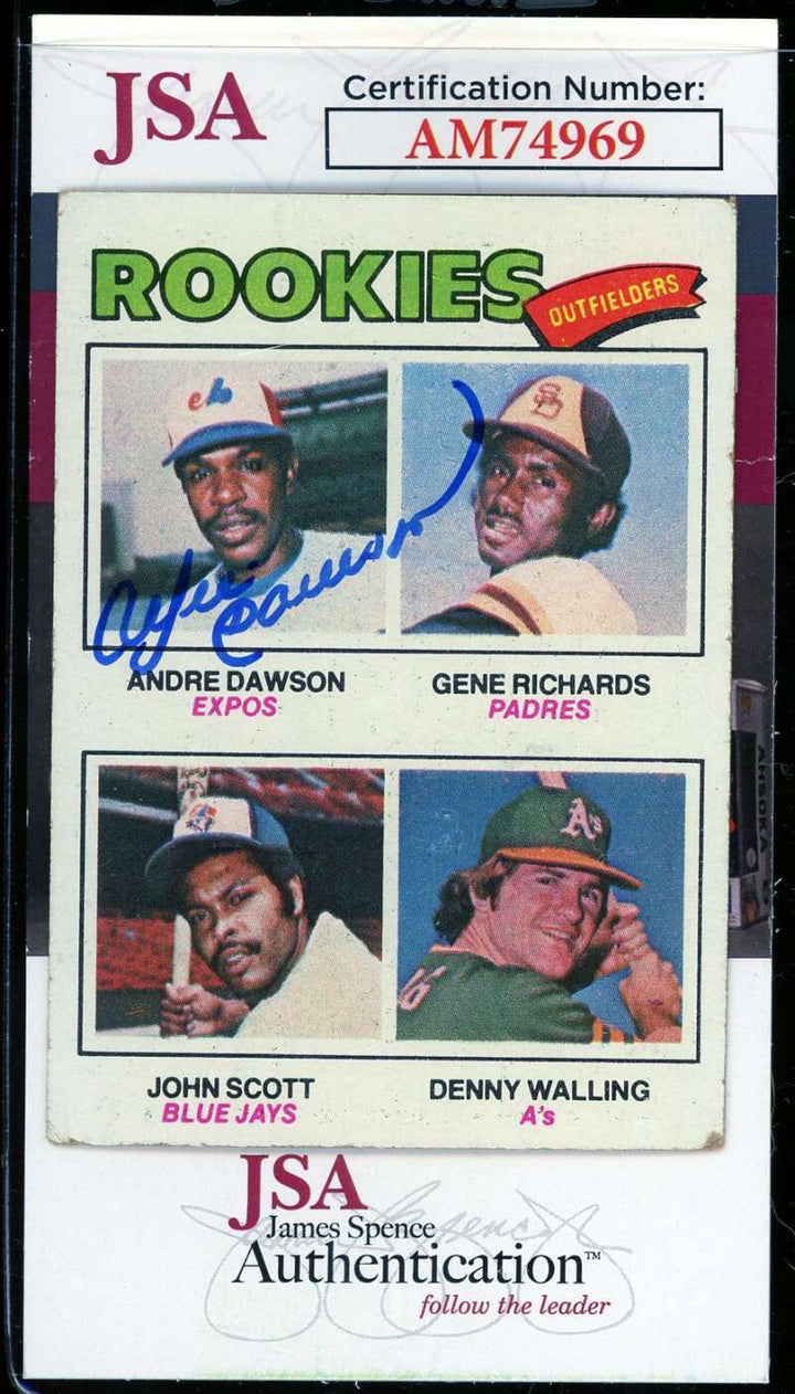 Andre Dawson JSA Coa Signed 1977 Topps Rookie Outfielders Autograph
