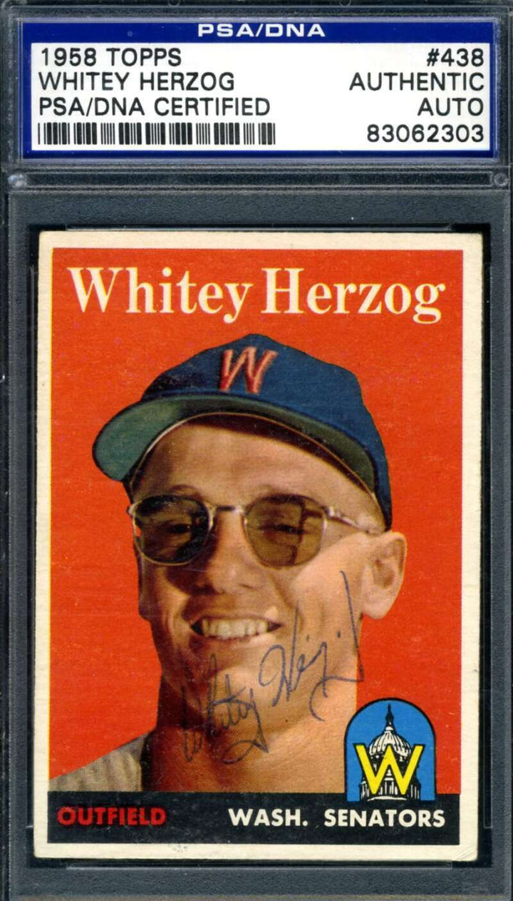 Whitey Herzog PSA DNA Signed 1958 Topps Autograph