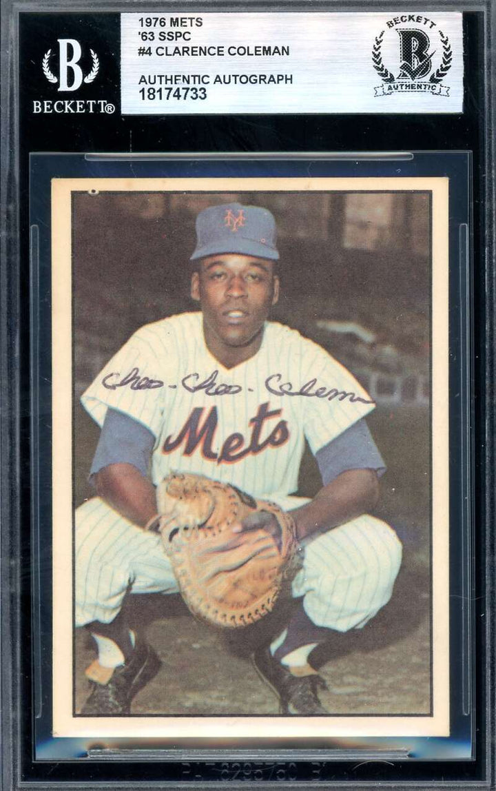 Clarence Choo Choo Coleman Beckett BAS Signed 1976 SSPC 1963 Mets Autograph