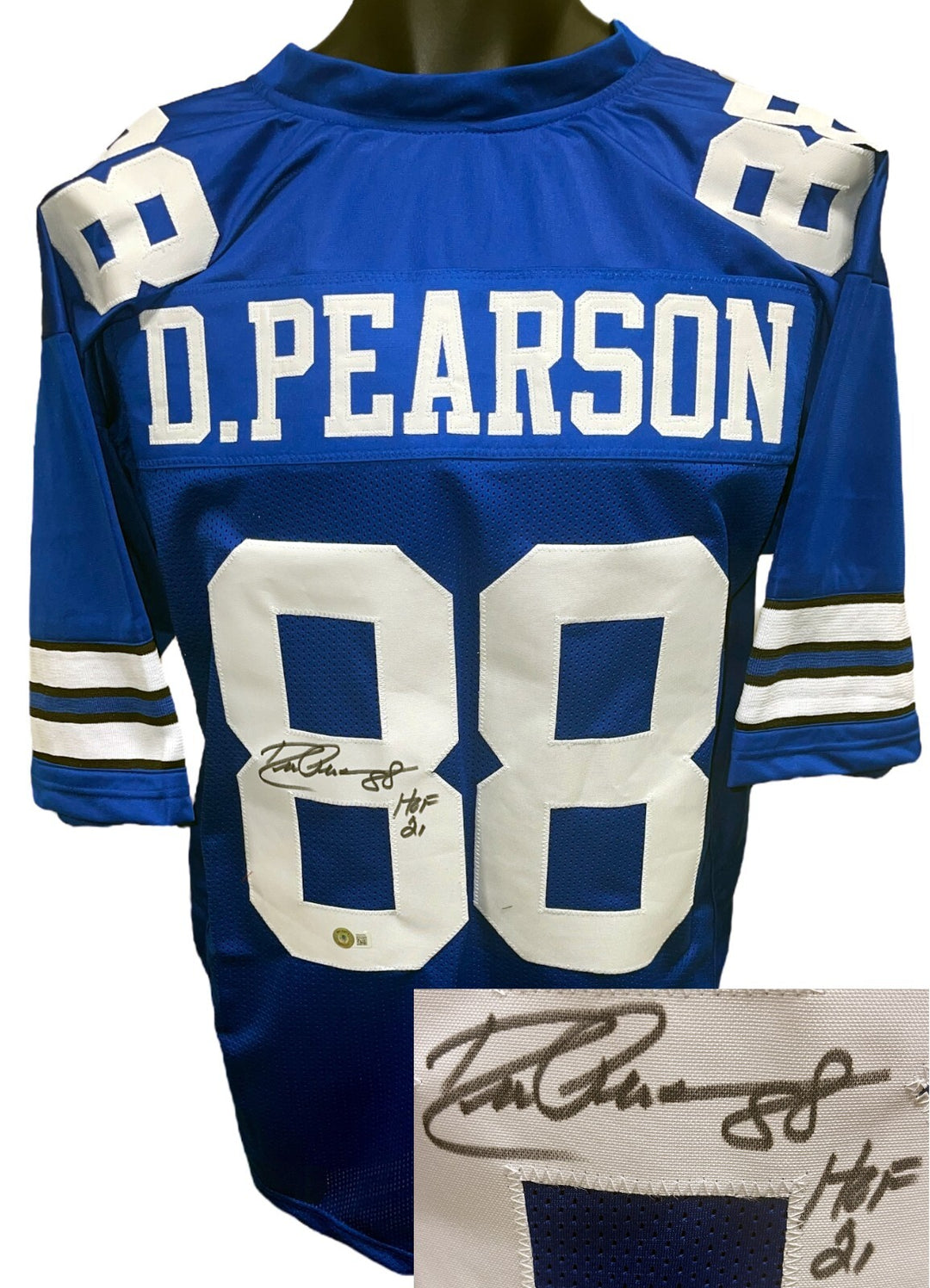 Drew Pearson signed Dallas Custom Stitched Pro Style Football Jersey #88 HOF BAS