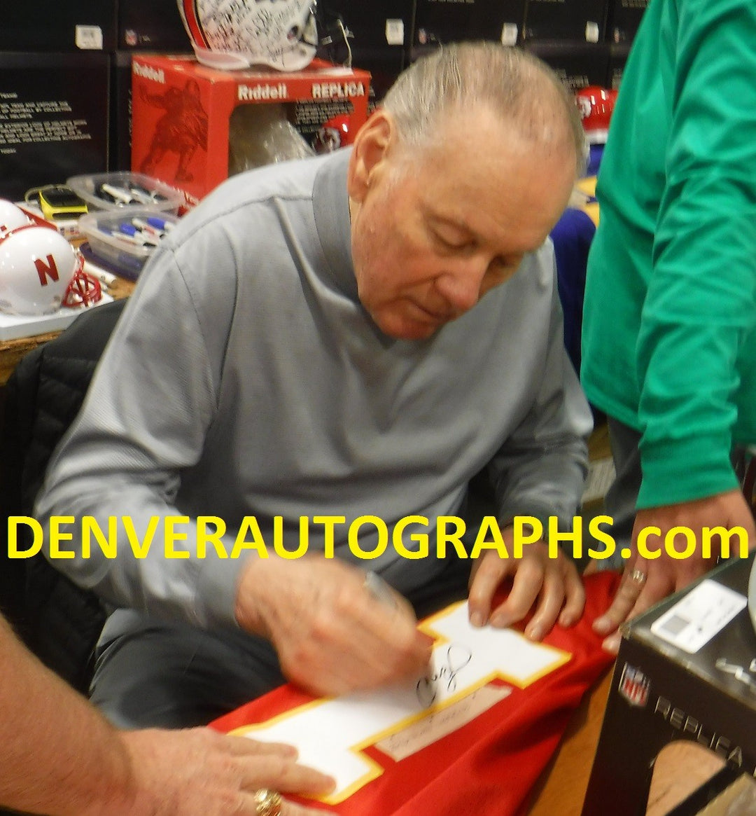 Len Dawson Autographed/Signed Pro Style Size XL Red Jersey JSA 57026