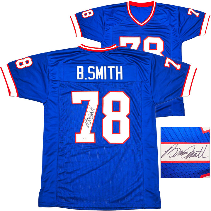 Buffalo Bills Bruce Smith Autographed Signed Blue Jersey Beckett Witness