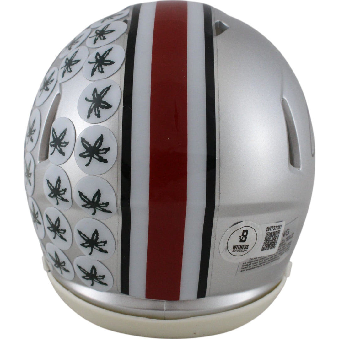 Quinshon Judkins Autographed Ohio State Buckeyes Speed Mini Helmet Beckett 49621