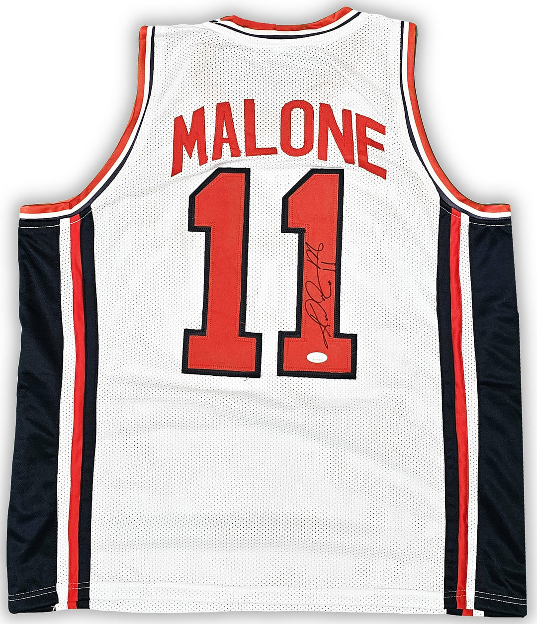 Team USA Karl Malone Autographed Signed White Jersey JSA