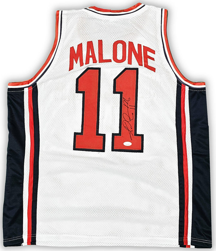 Team USA Karl Malone Autographed Signed White Jersey JSA