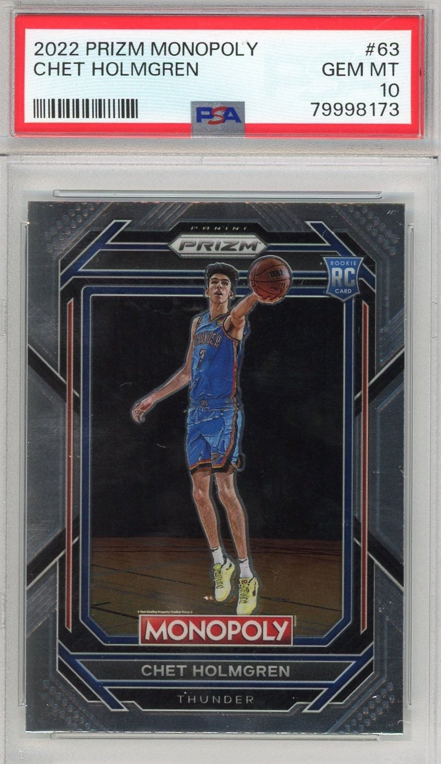 Graded 2022 Prizm Monopoly Chet Holmgren #63 Rookie RC Card PSA 10