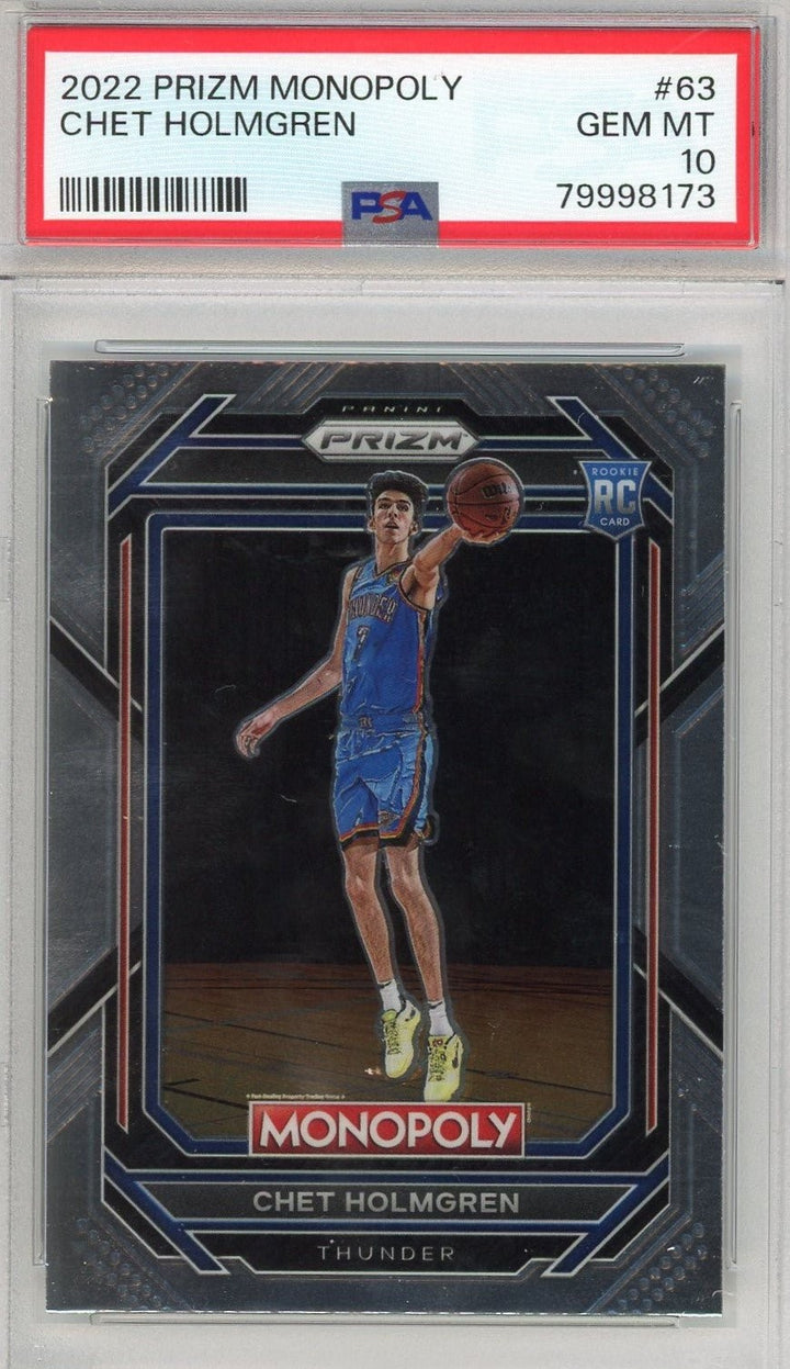 Graded 2022 Prizm Monopoly Chet Holmgren #63 Rookie RC Card PSA 10