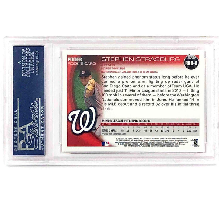 2010 Topps Red Hot Rookies RHR8 Stephen Strasburg RC Redemption Refractor PSA 9
