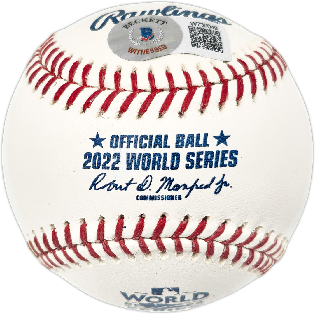 Alex Bregman Auto Signed 2022 WS Logo Baseball Astros 2022 WS Champs Beckett Wit