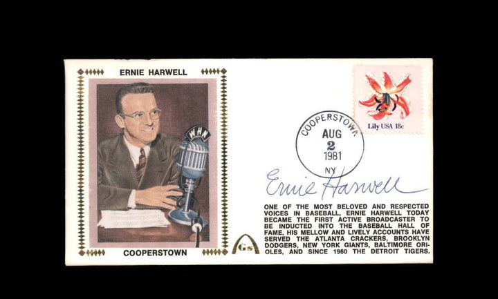 Ernie Harwell PSA DNA Signed 1981 First Day Cover Cache FDC Cooperstown Autograp