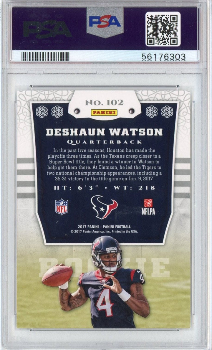 Graded 2017 Panini Deshaun Watson #102 Rookie RC Card PSA 10 Gem Mint