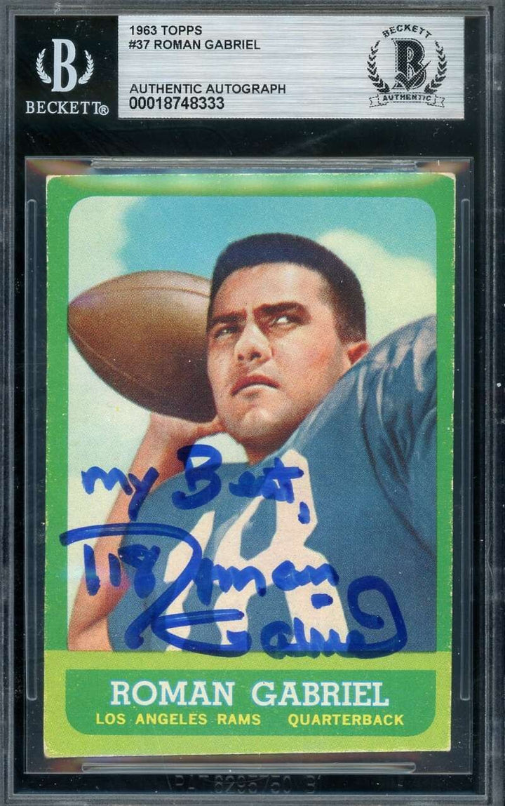Roman Gabriel Beckett BAS Signed 1963 Topps Autograph Rams