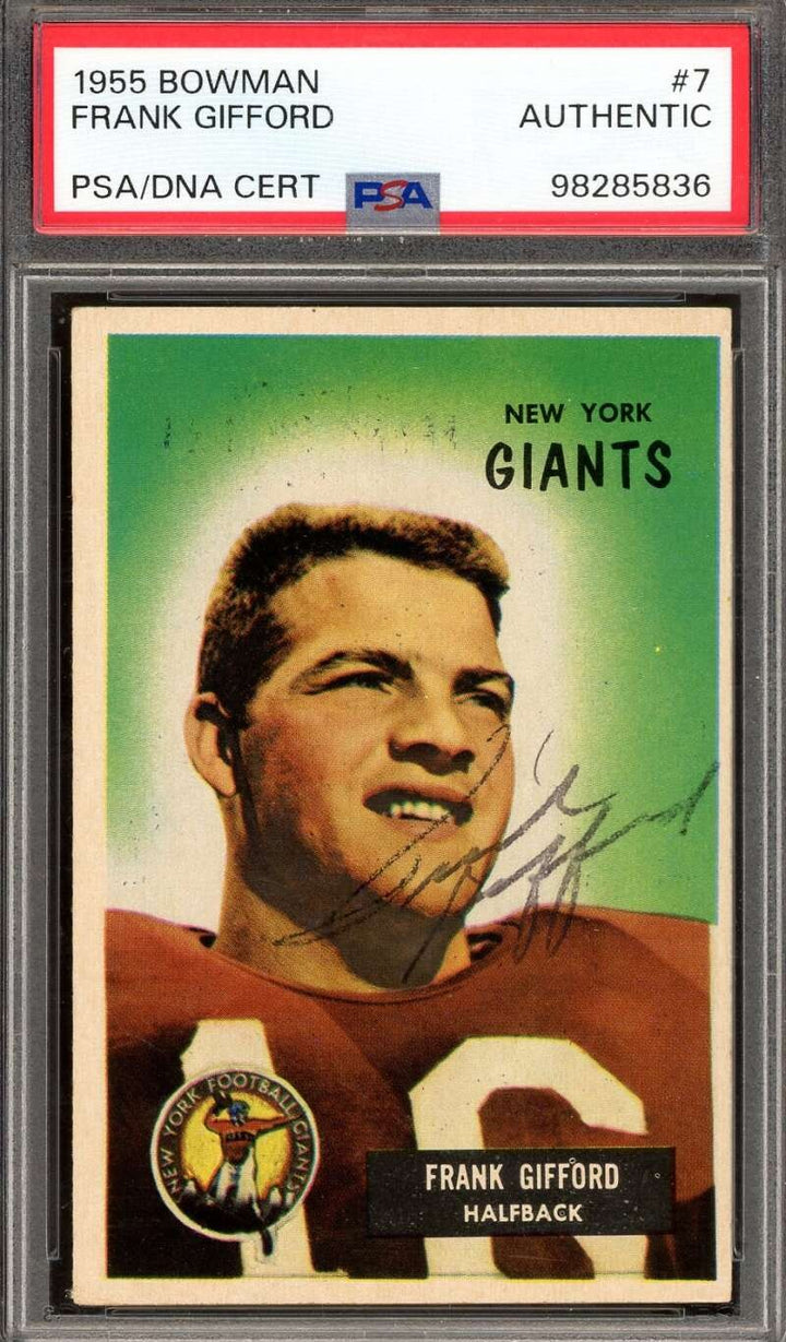 Frank Gifford PSA DNA Signed 1955 Bowman Autograph