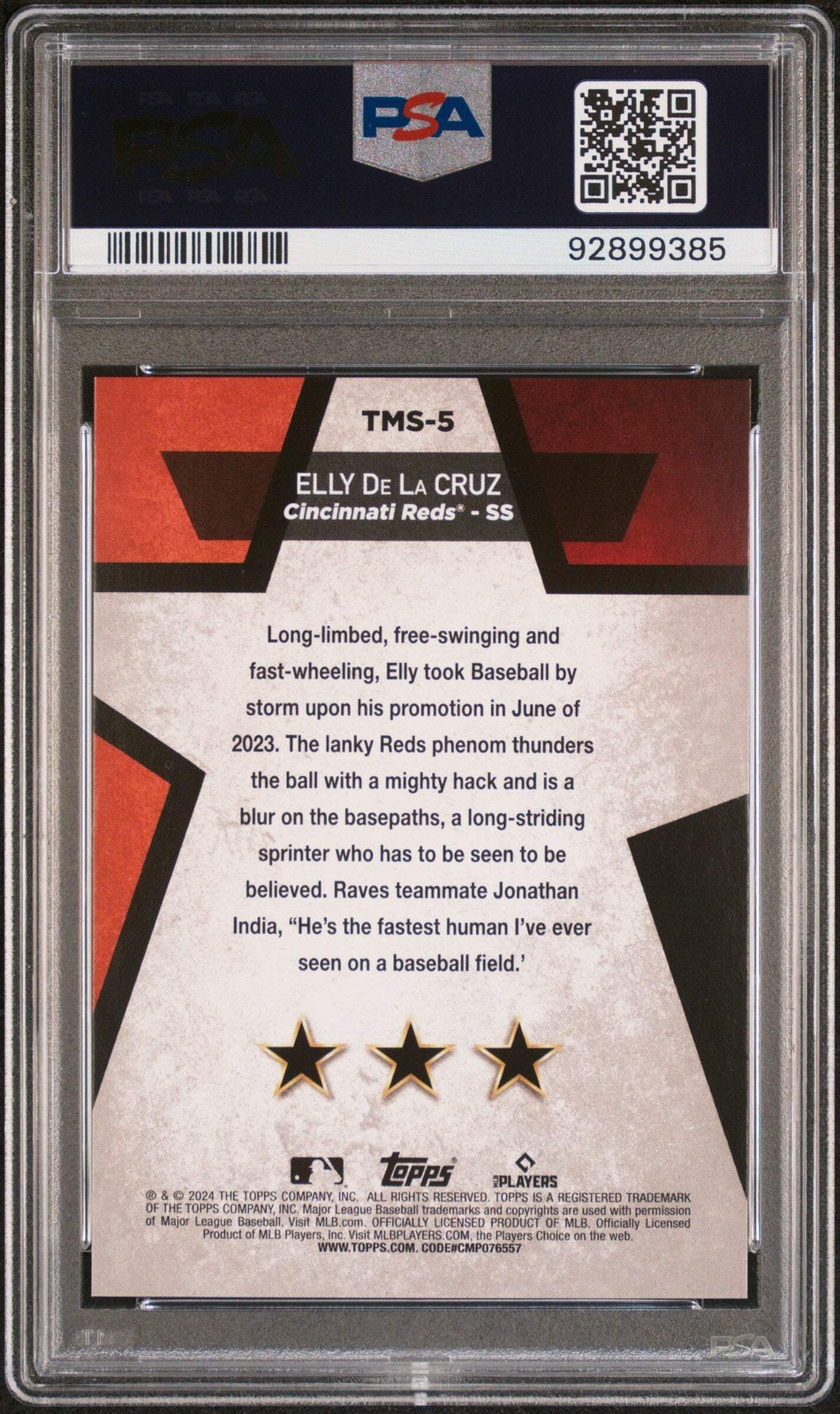 Graded 2024 Topps Elly De La Cruz #TMS5 Mega Star Rookie RC Baseball Card PSA 10