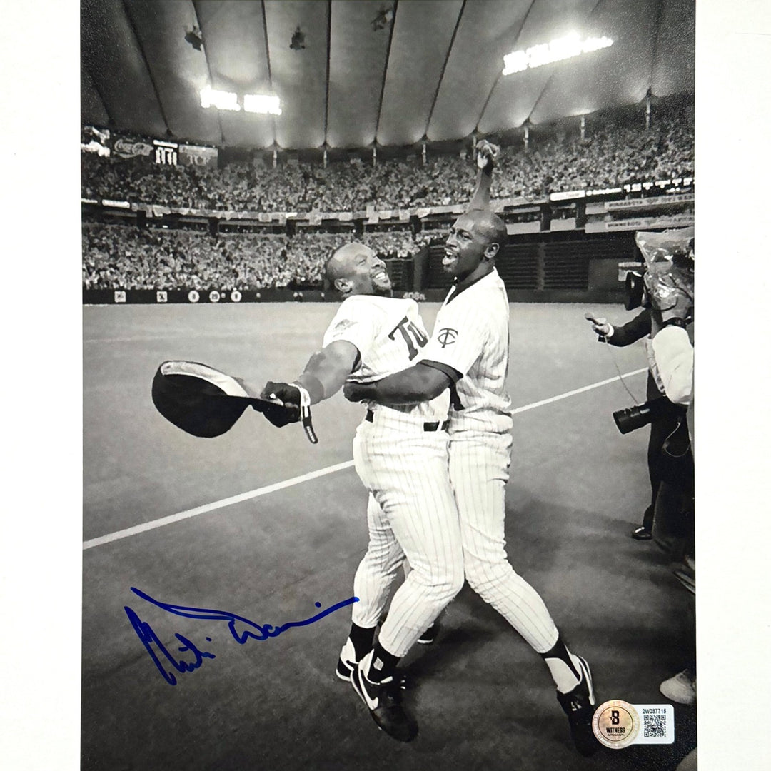 Chili Davis signed 1991 World Series 8x10 photo w/ Kirby Puckett ~ BAS Beckett