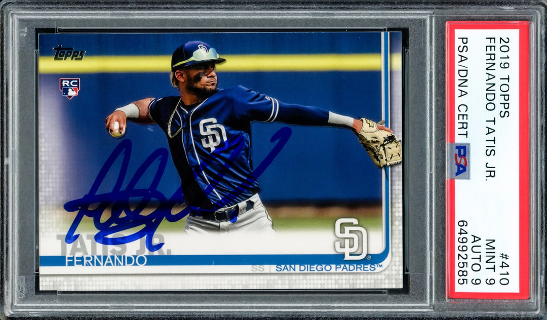 Fernando Tatis Jr. Signed 2019 Topps RC 410 Padres PSA 9 Auto Mint 9 PSA/DNA