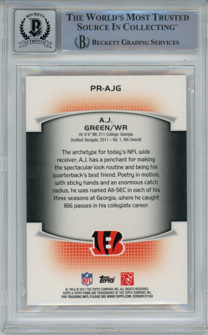AJ Green Signed Bengals 2011 Topps Prime #PR-AJG Beckett Auto 10 40689