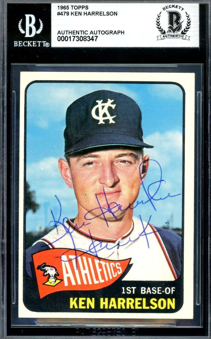 Ken Hawk Harrelson Beckett BAS Signed 1965 Topps Autograph