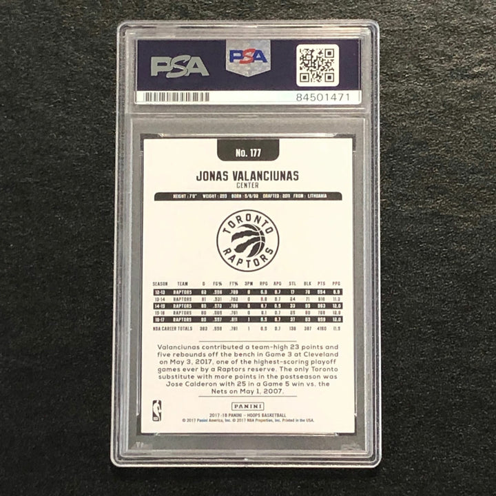 2017-18 NBA Hoops #177 Jonas Valanciunas Signed Card AUTO PSA Slabbed Toronto Ra