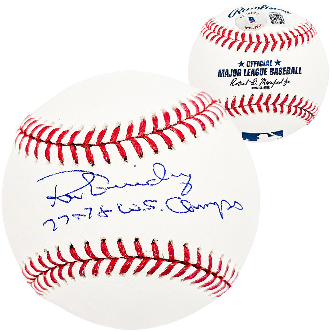 Ron Guidry Signed Official MLB Baseball Yankees "77 & 78 WS Champs" Beckett Wit