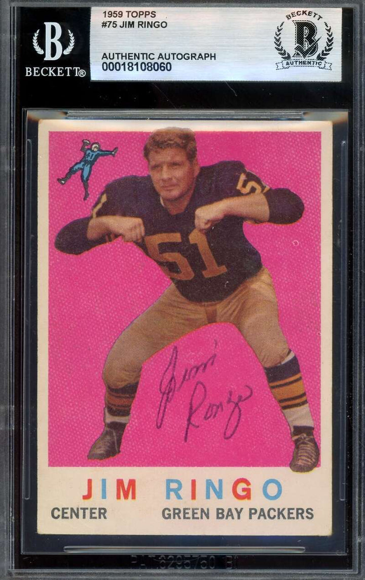Jim Ringo Beckett BAS Vintage Signed 1959 Topps Autograph Packers