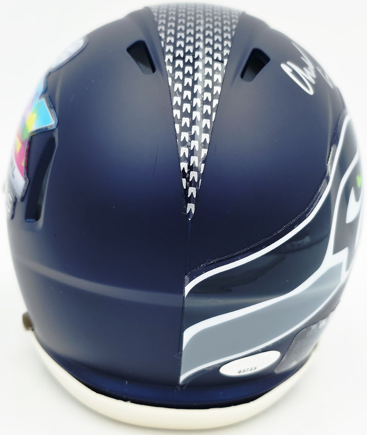 Charles Cross Auto Seahawks Blue SB LX Champions Logo Speed Mini Helmet MCS Holo