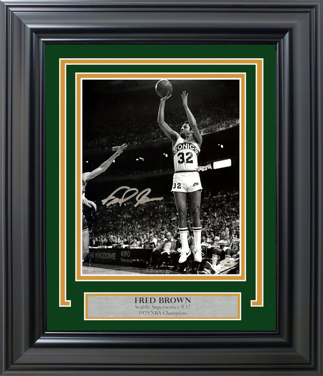 Downtown Fred Brown Signed Framed 8x10 Photo Seattle Supersonics MCS Holo